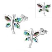 Butterfly Stud Abalone Shell Sterling Silver Earrings - e349